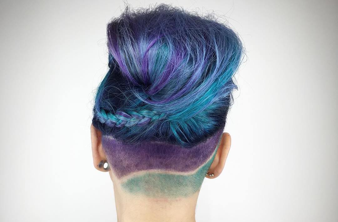 blue and purple hair