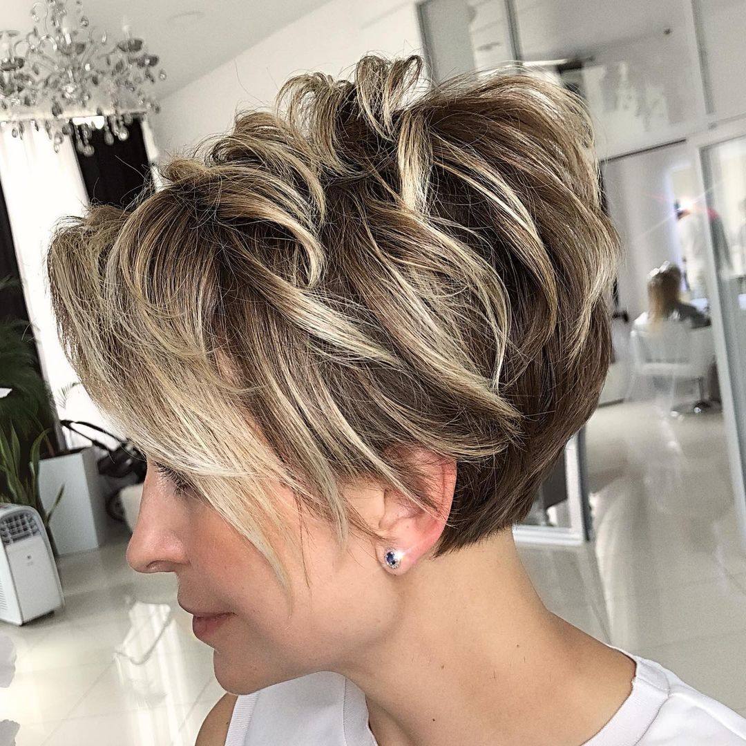 Shaggy Pixie Cut with Blonde Balayage