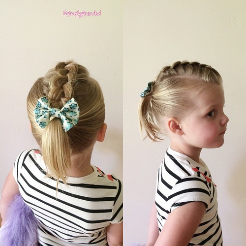 braid and pony baby girls hairstyle