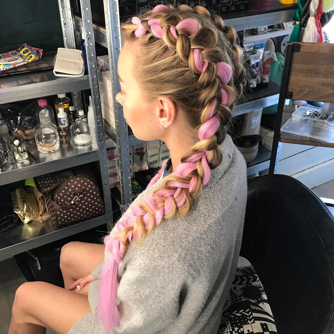 Blonde And Baby Pink Boxer Braids