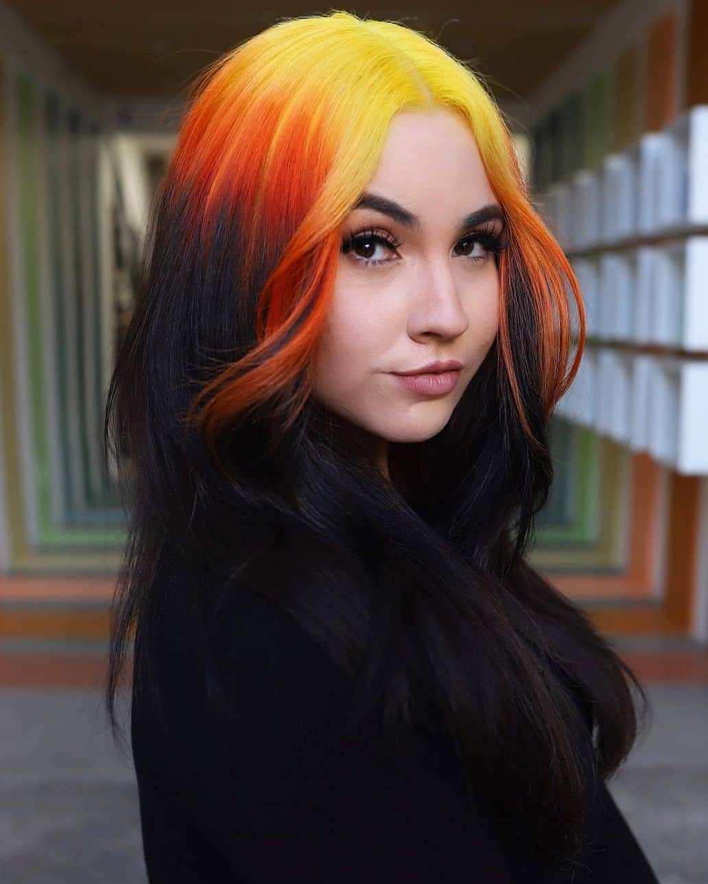 Reverse Ombre with Orange and Yellow Fade
