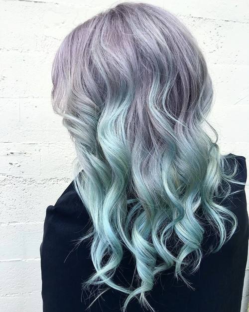 Pastel Purple To Teal Ombre Hair