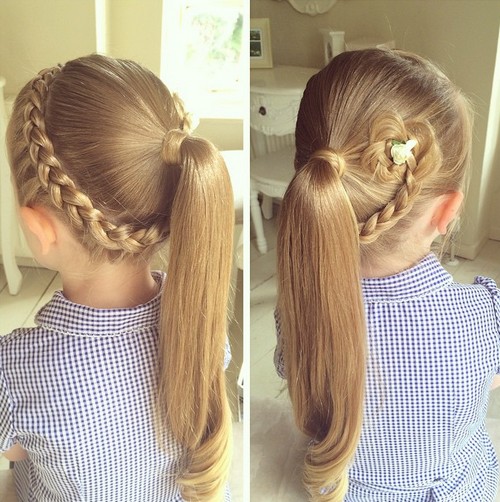 braid and pony hairstyle for girls