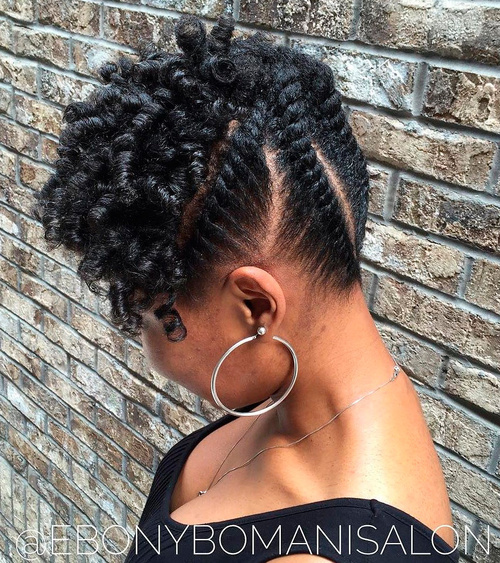 Flat Twists Updo For Shorter Hair