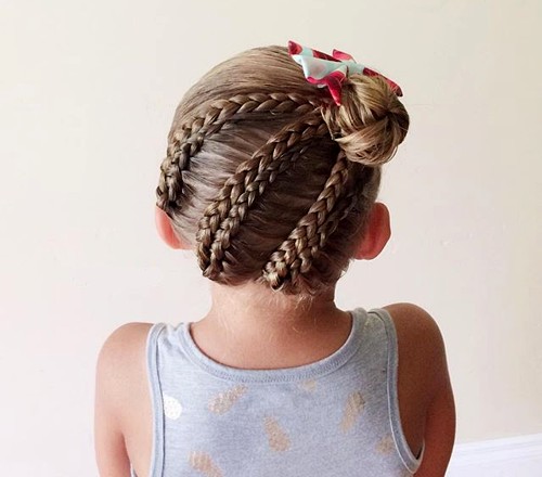braids into bun girls' hairstyle