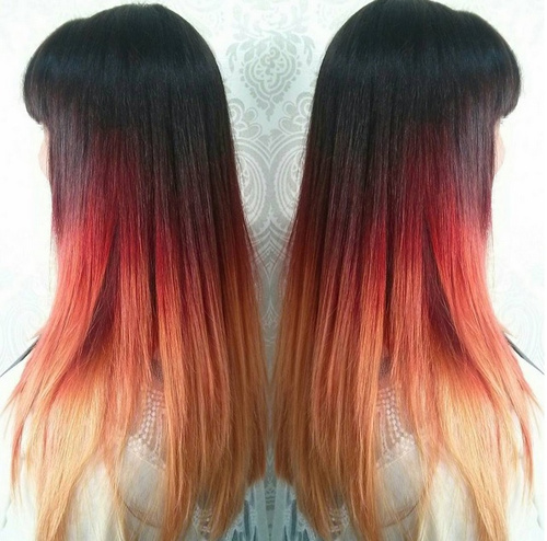 red and blonde ombre for straight black hair