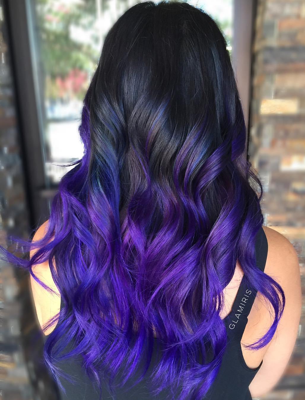 Blue And Purple Balayge For Black Hair