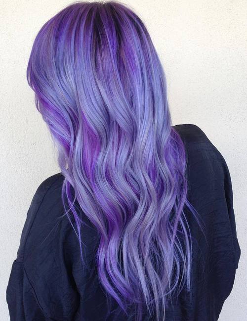 Long Layered Pastel Purple Hair