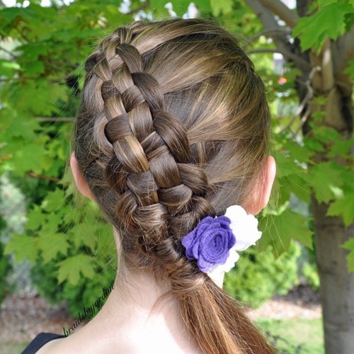 braided updo with a side pony for girls