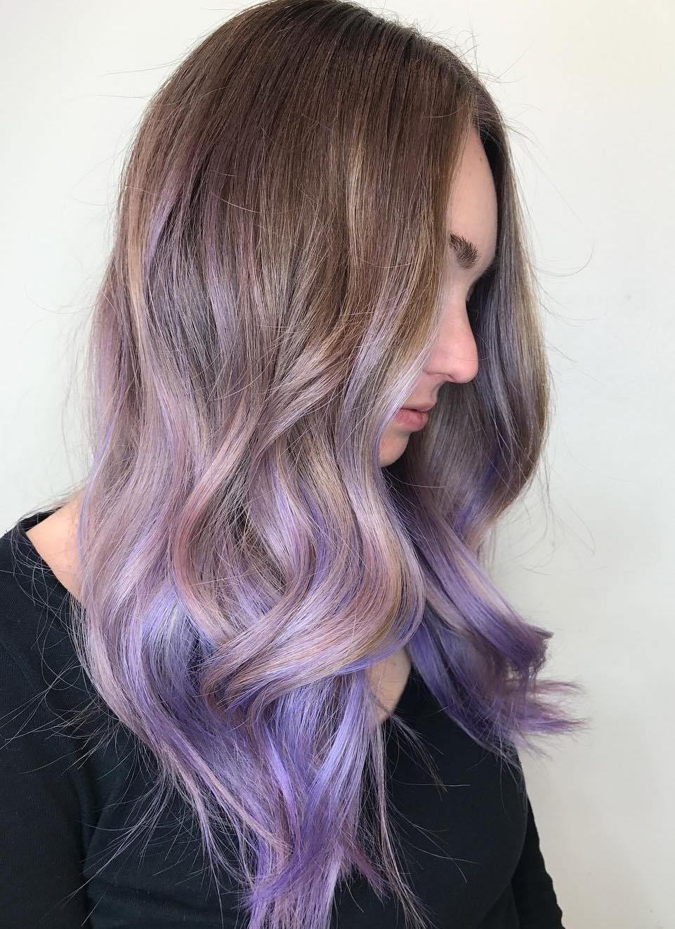 Brown Hair With Pastel Purple Balayage