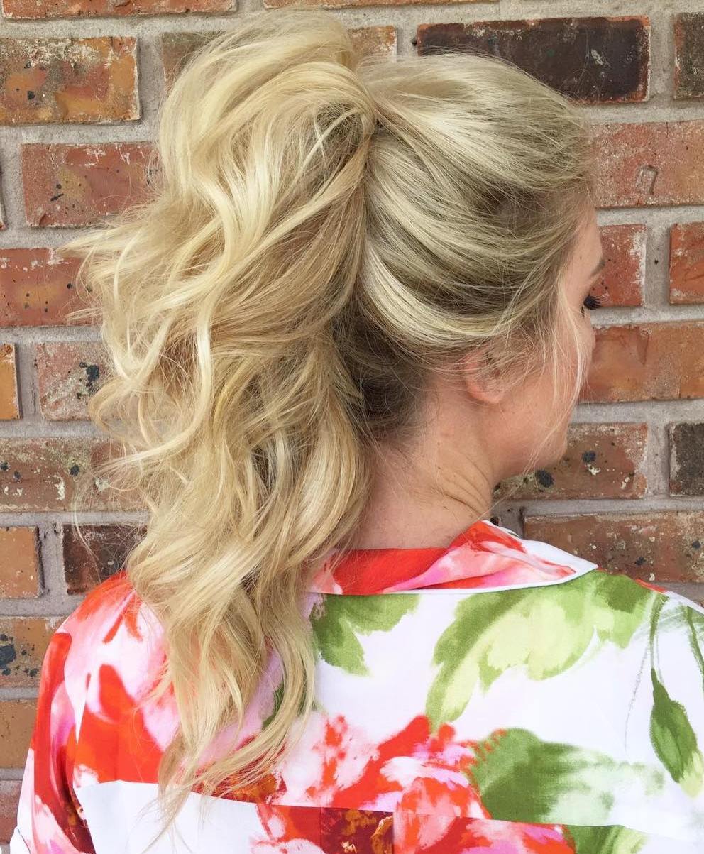 Curly Tousled Blonde Ponytail