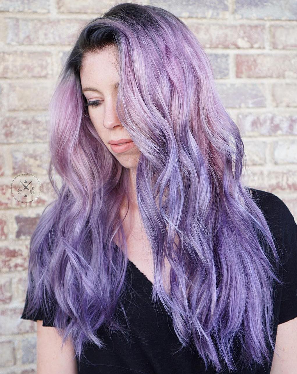 Lavender Ombre Hair With Root Fade