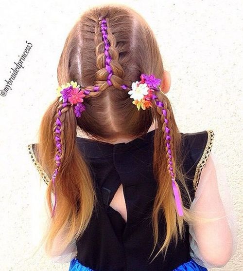 braid into pigtails hairstyle for girls