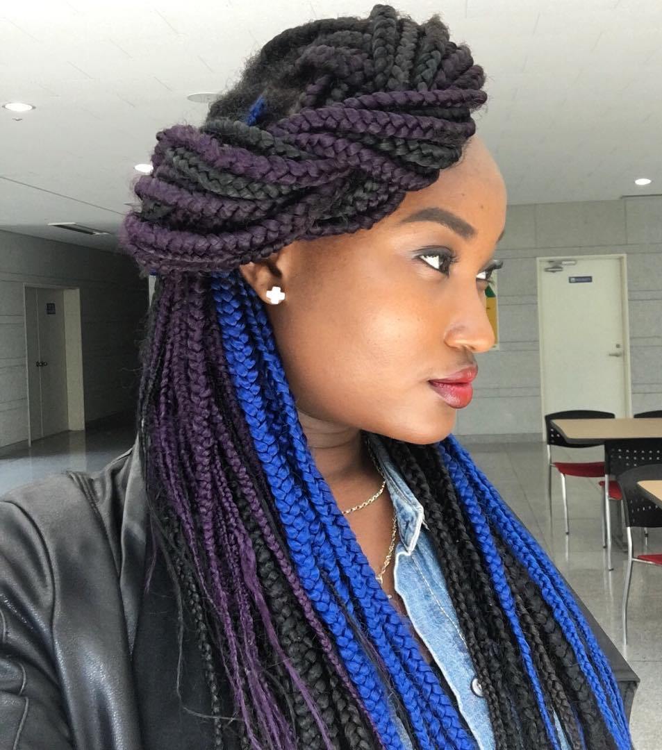 Side Twist For Colorful Box Braids