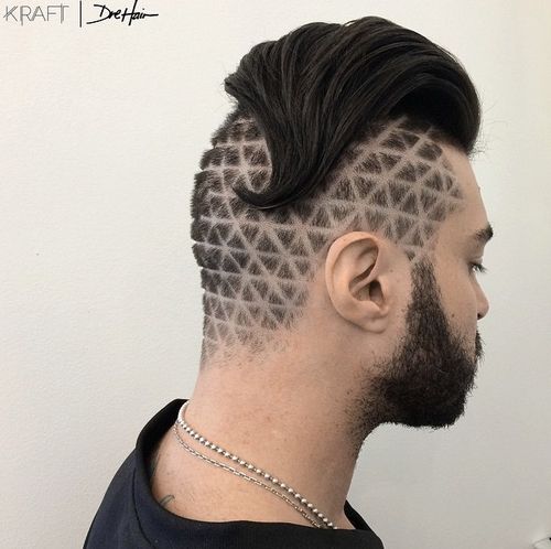 men's long quiff hairstyle with shaved design