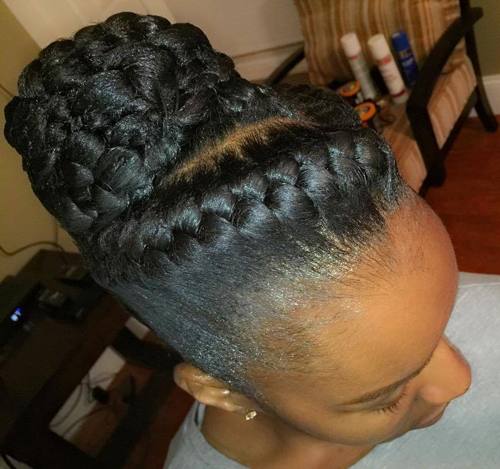 braided bun updo for black women