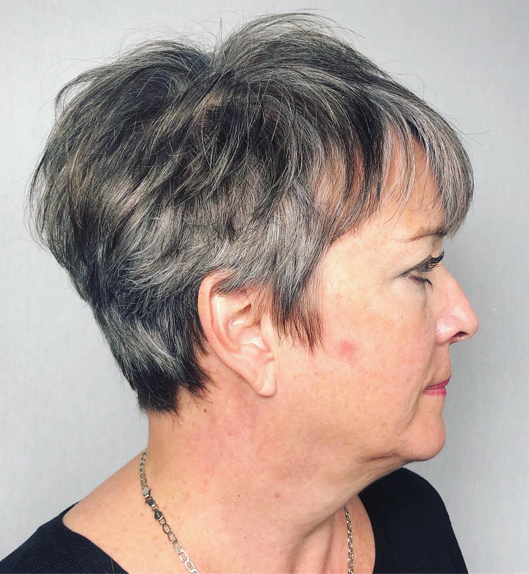 Over 50 Gray Classic Pixie Haircut