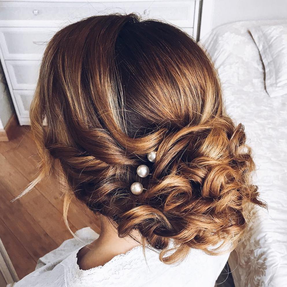 Low Curly Updo For Brides