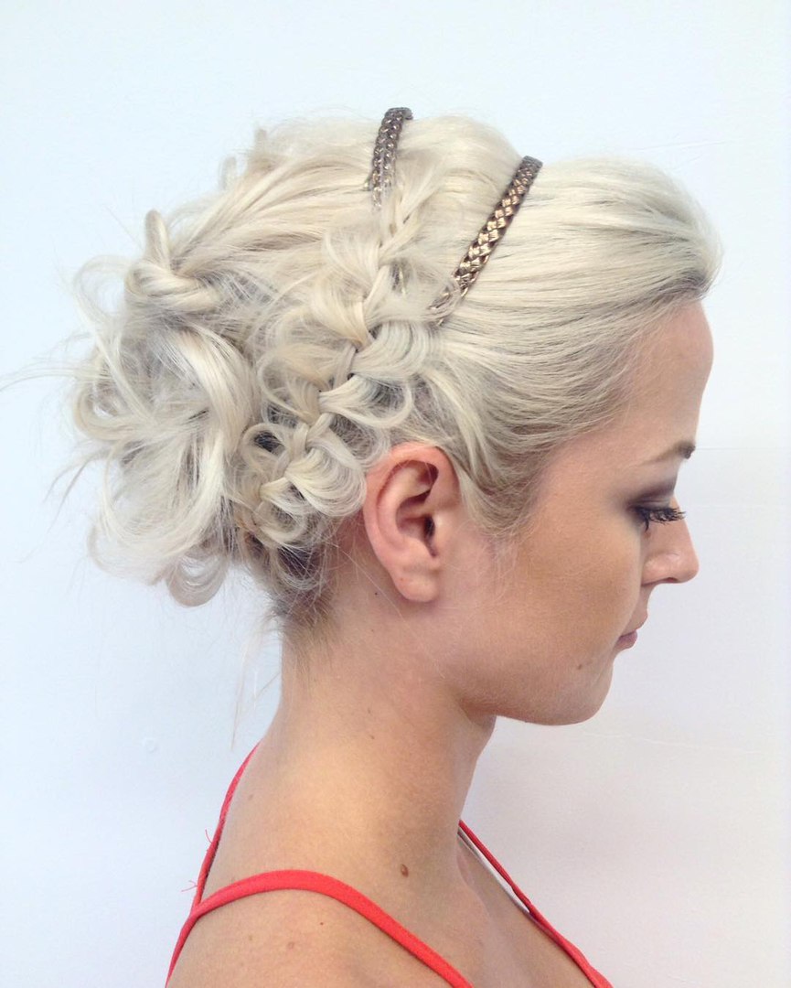 Curly Messy Updo With A Braid