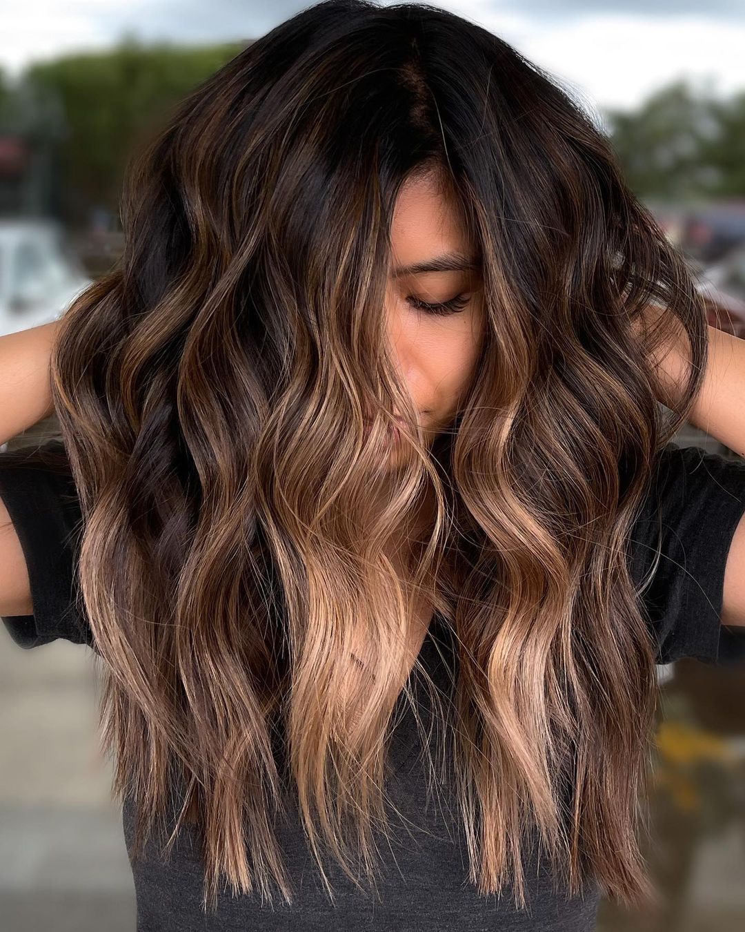 Caramel Brown Hair With Front Highlights
