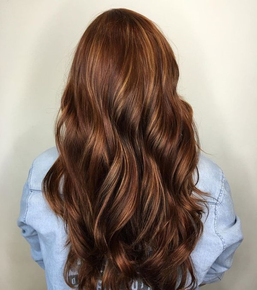 Long Chocolate Brown Hair With Caramel Highlights