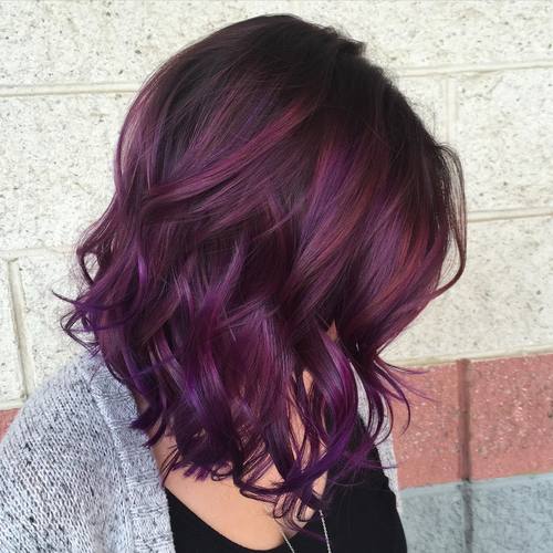 dark brown to purple ombre