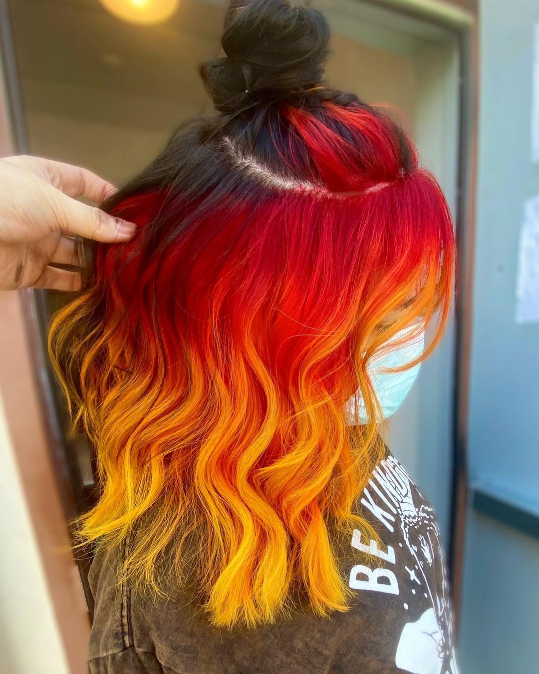 Black Red and Yellow Hair Look