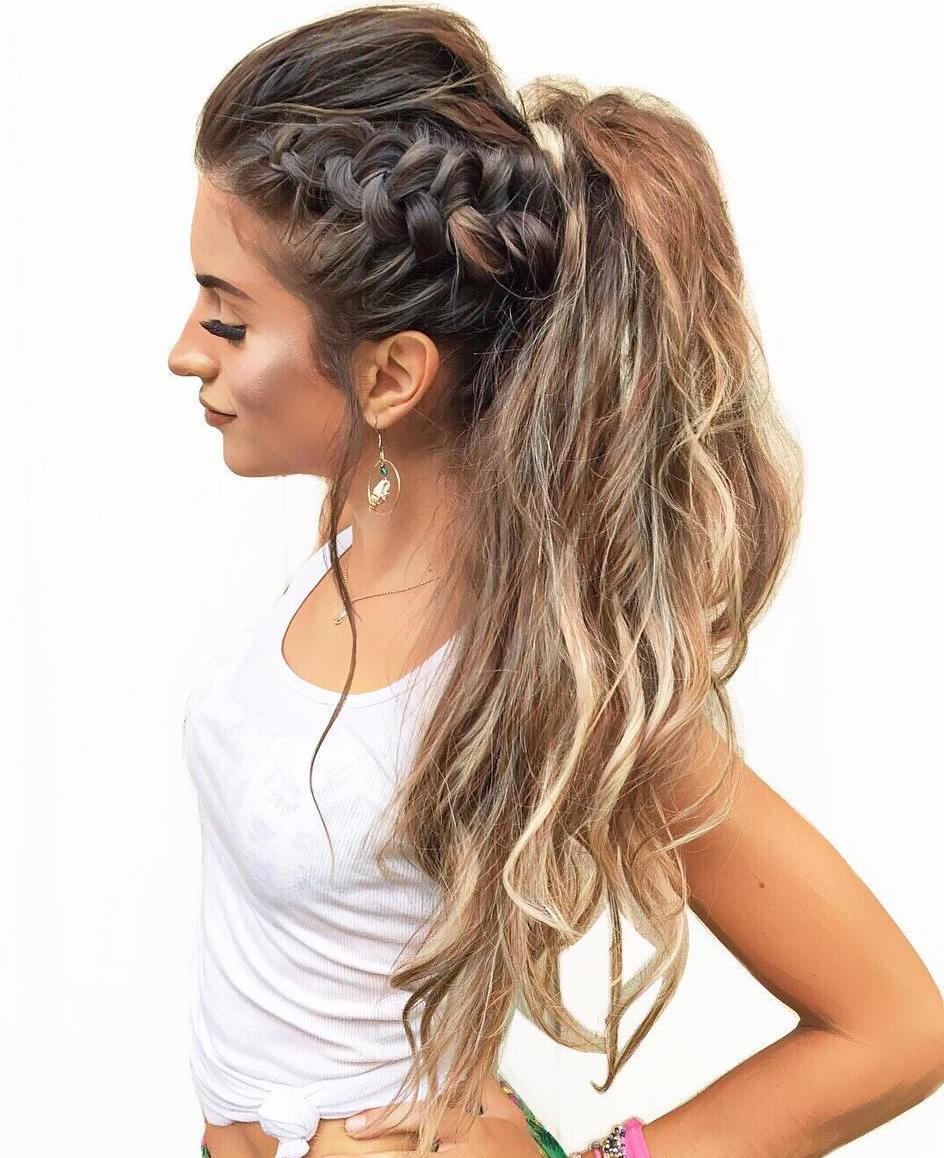 Messy Long Ponytail With Side Braid