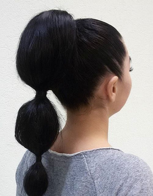 bubble pony for long straight hair