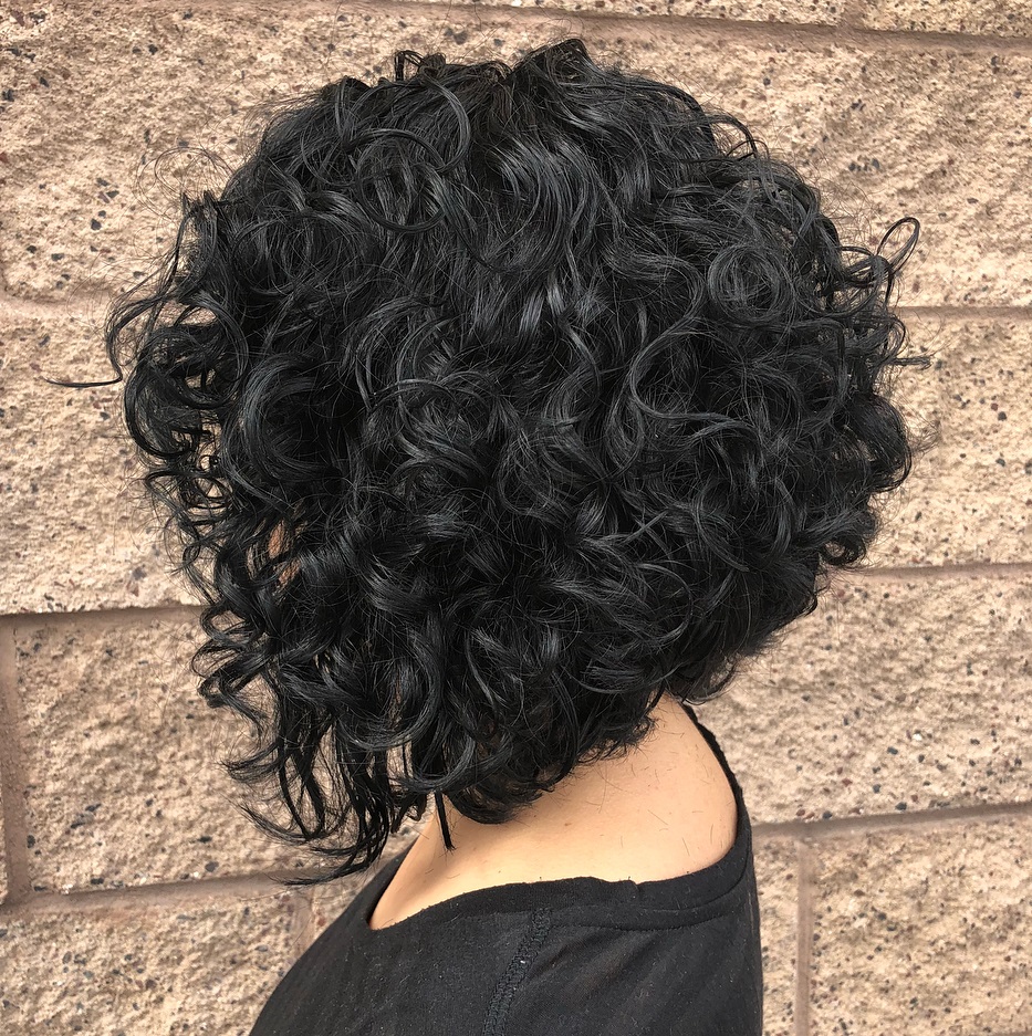 Stacked Black Bob For Naturally Curly Hair