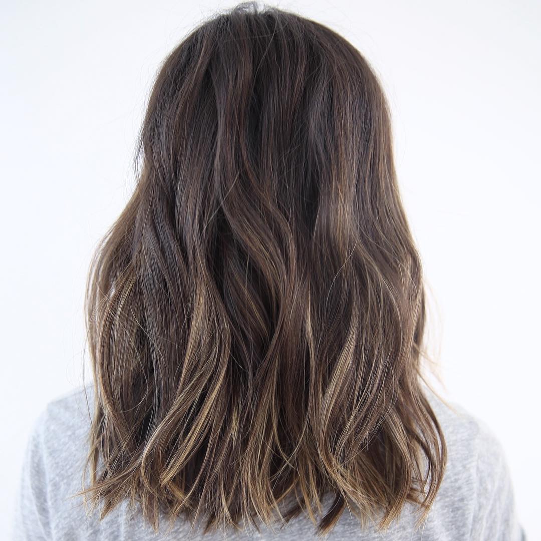 Cool Brown Lob With Highlights