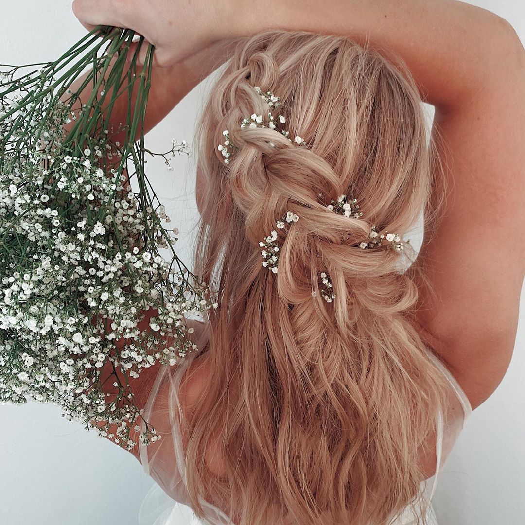Large Dutch Side Braid With Baby Flowers