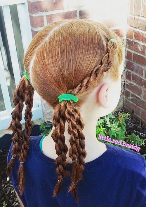 twisted braids in pigtails girls hairstyle