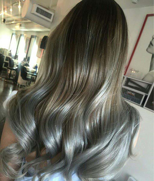 brown hair with silver blonde highlights