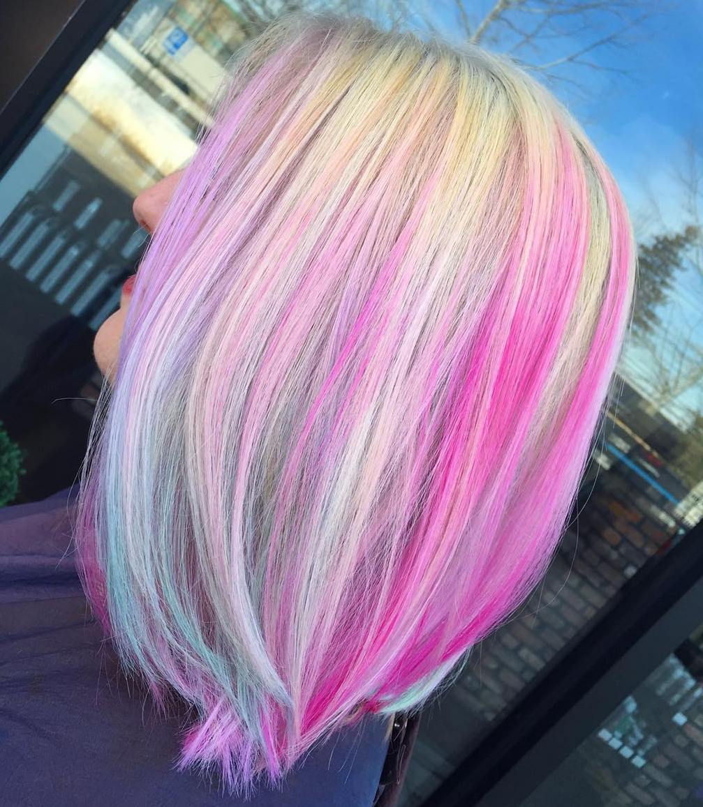 Blonde Hair with Pink Highlights