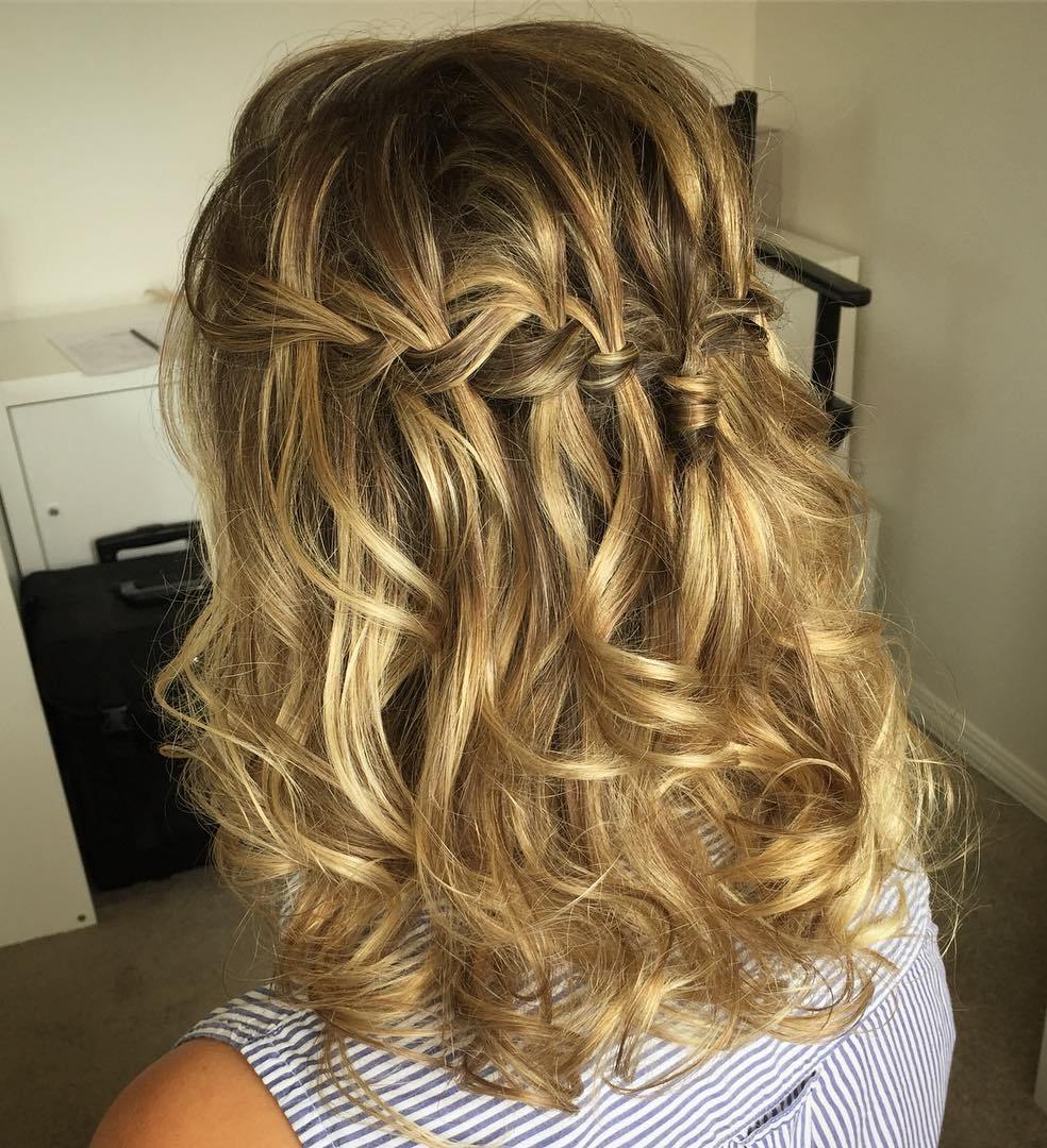 Curly Messy Waterfall Braid Hairstyle