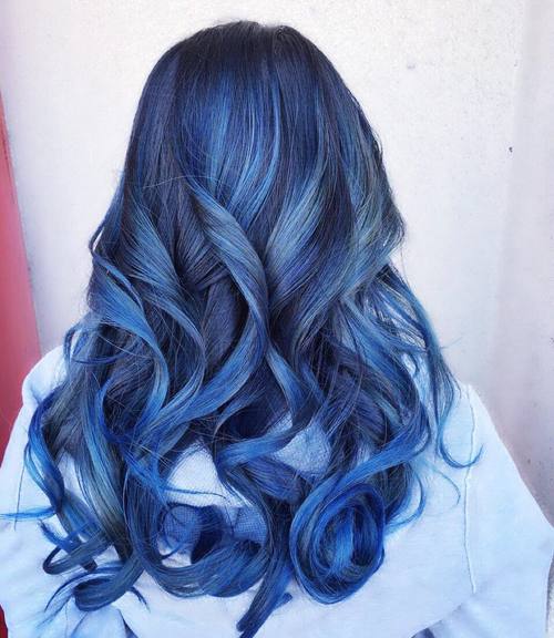 Black And Blue Balayage Hair