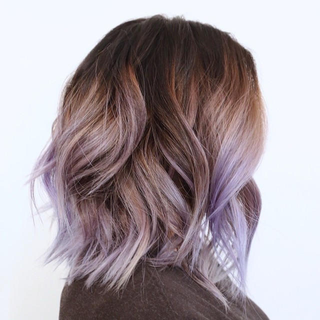 Brown Bob With Lilac Highlights