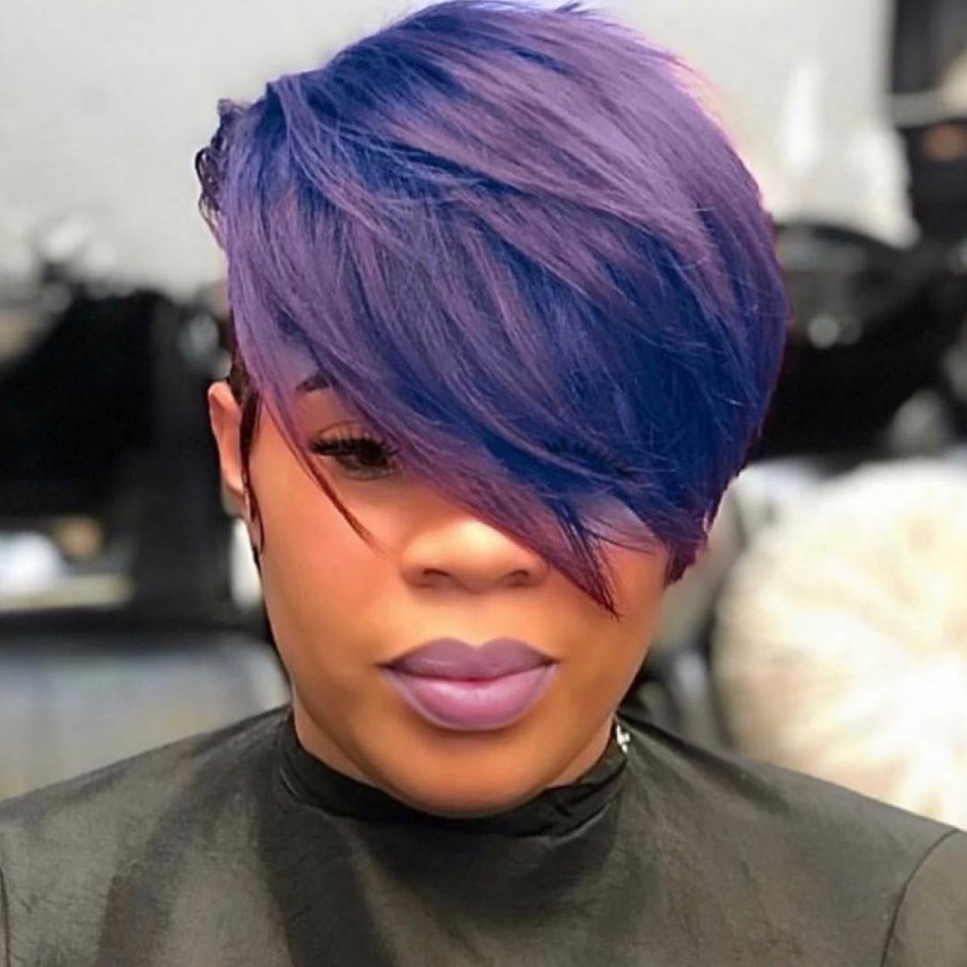 Black Girl with Purple Hair Color