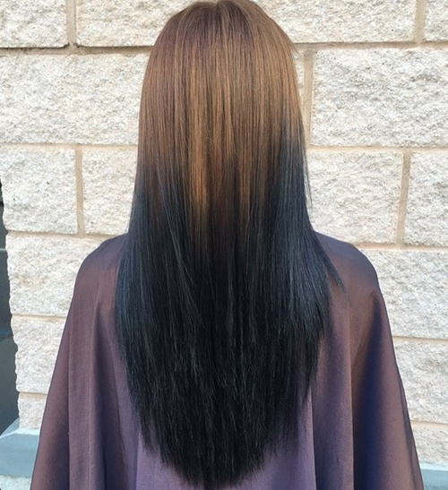 reverse brown to black ombre
