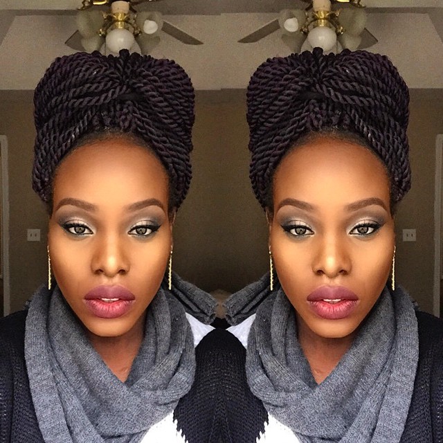 bow updo for Senegalese twists