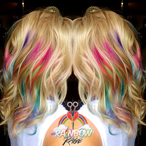 Blonde Hair With Rainbow Highlights