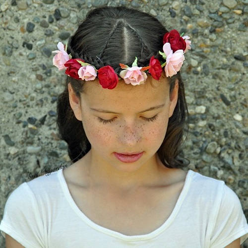 Floral Braided Crown Hairstyle For Girls