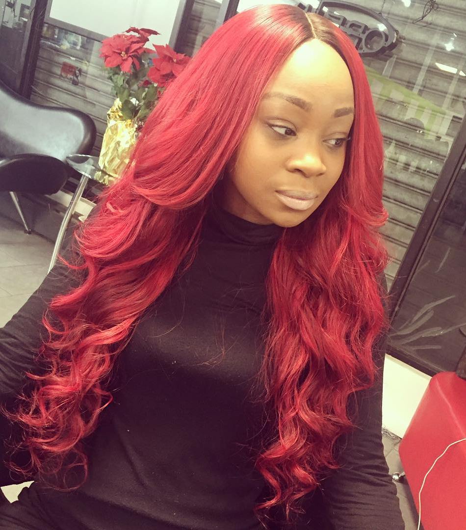 Long Layered Pastel Cherry Sew-In