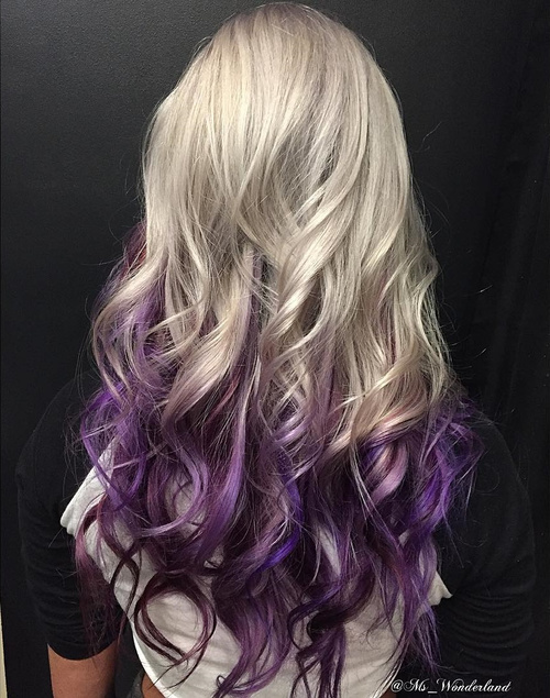 blonde to purple long ombre hair