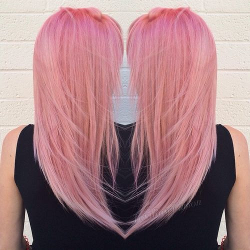 pastel pink layered hairstyle