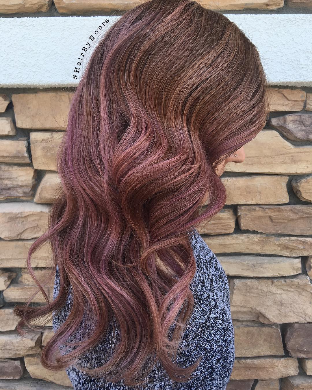 Brown Hair with Subtle Purple Balayage