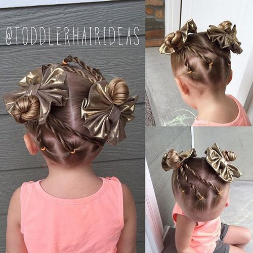 cute little girls hairstyle with twists and buns