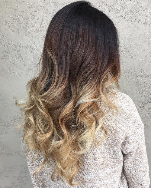 Black To Blonde Curly Ombre Hair