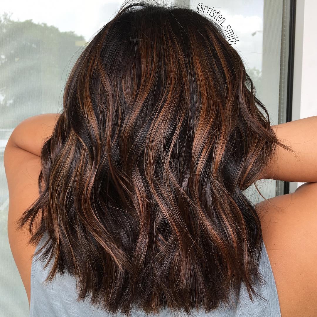Chocolate Hair Color With Toasted Highlights